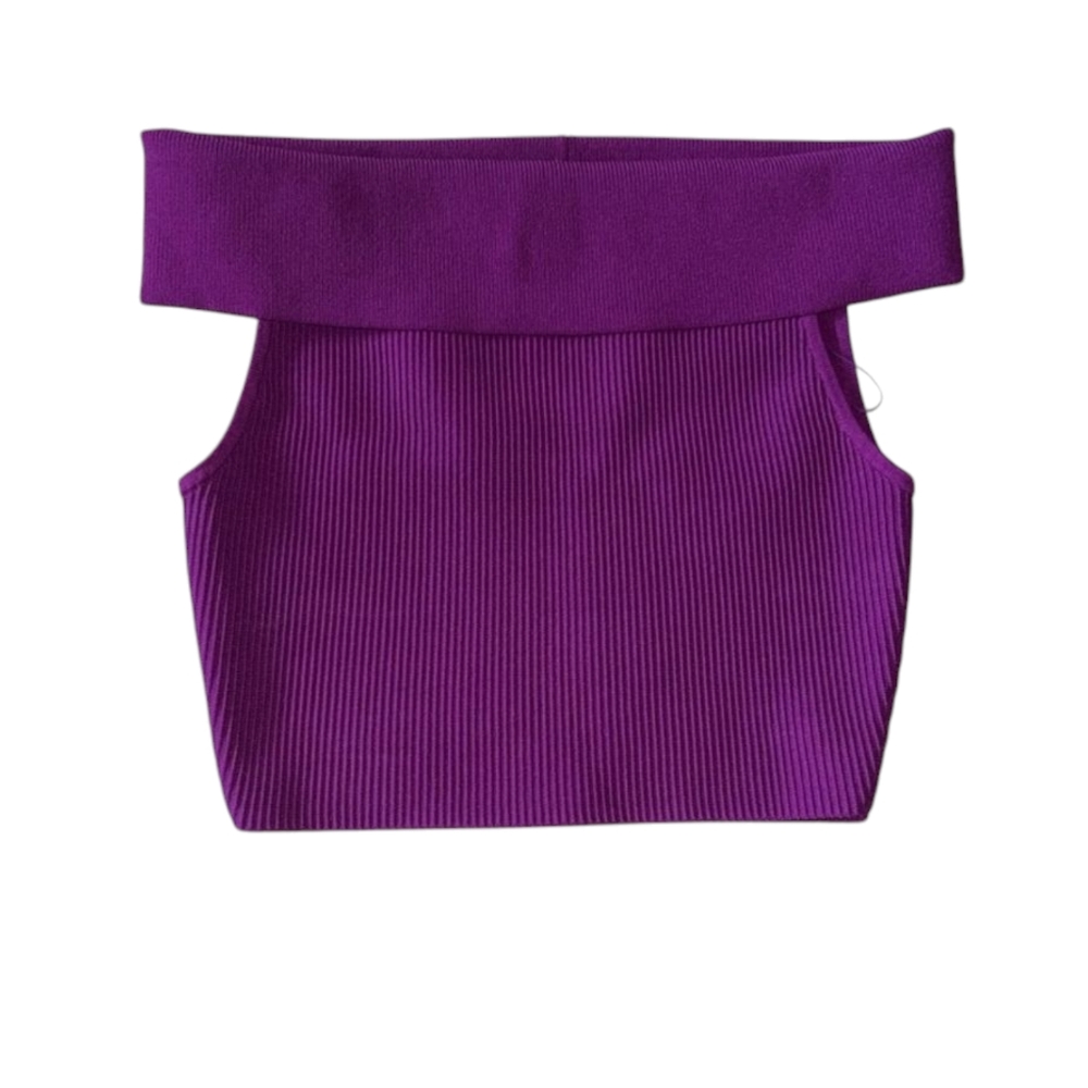 Babaton sculpt knit off-shoulder Top Ribbed In Ube Purple size XS - Picture 3 of 4
